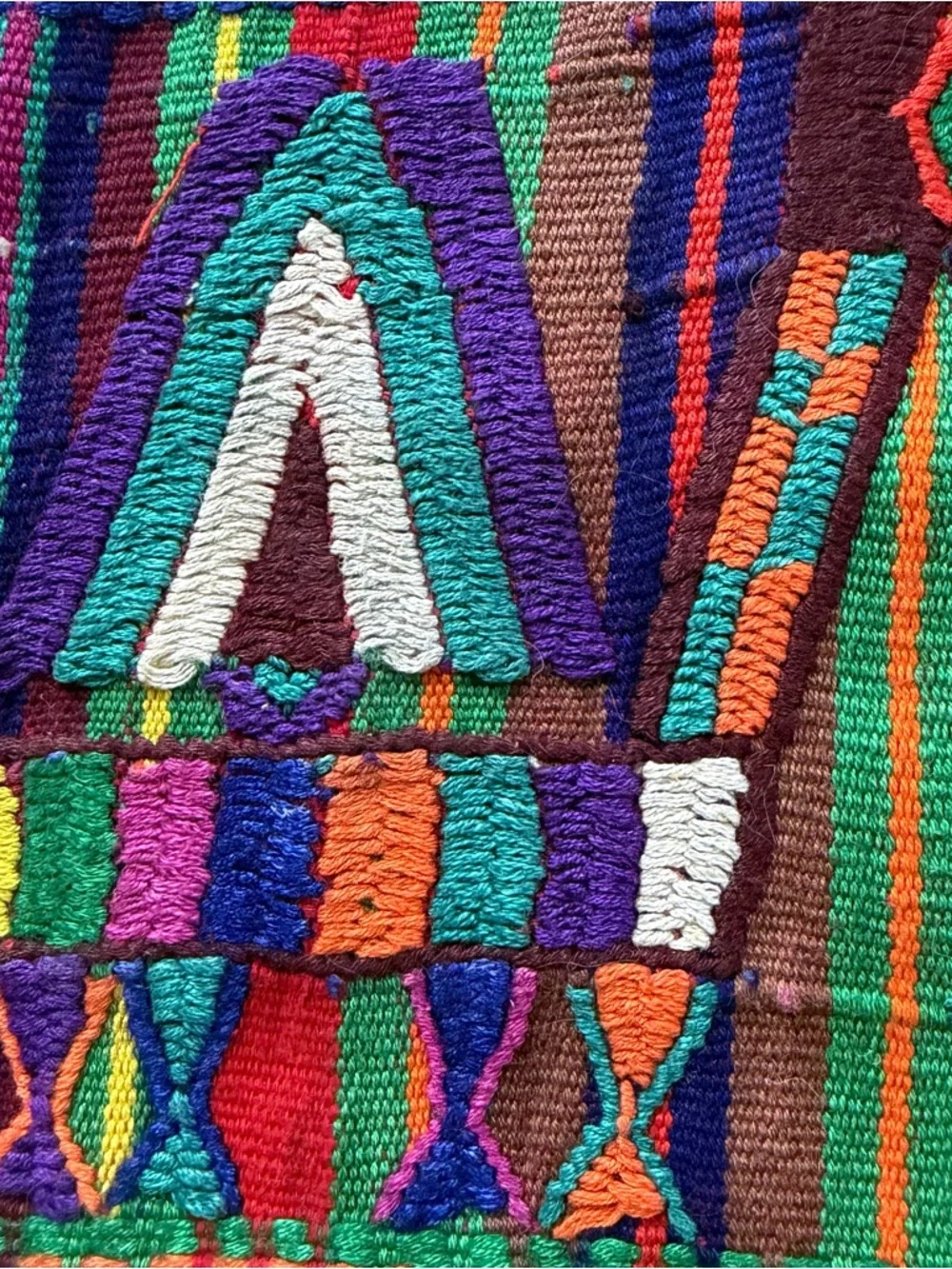Vintage Guatemalan Textile Table Runner 30x52 Handwoven Embroidered Boho